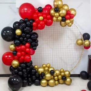 Decoración de fiestas 1Set Red Black Balloon Arch Garland Kit Gold Gold Globos Cumpleaños de boda Suministros Baby Shower Juguete