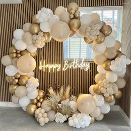 Décoration de fête 1set or blanc ballon guirlande arc sable beige kaki mariage bébé douche ballons décorations d'anniversaire