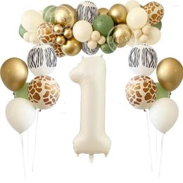 Party Decoratie 1Set Wild Animal Pattern Ballonnen ingesteld met 1-9 nummerballon voor kinderen Jungle Safari Forest Birthday Decorations Diy Gifts