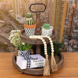 Party Decoration 1set houten gelaagde lade Decor Zomer Rustic Home Decorations Crafts Desktop Ornamens for Holiday (Party Holi