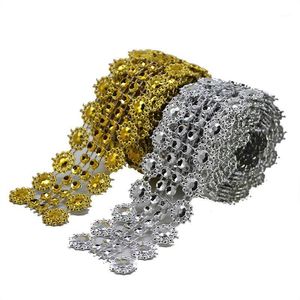 Partijdecoratie 1yard 28mm Vintage Goud Zilver Diamond Mesh Wrap Roll Sparkle Rhinestone Crystal Lint voor Wedding Bling Wrapper 8