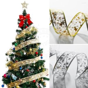 Décoration de fête 2 / 1m fées lumières de file d'or argent argent bowknot ruban LED arbre de Noël lumière décorations de maison de mariage cadeaux de Noël
