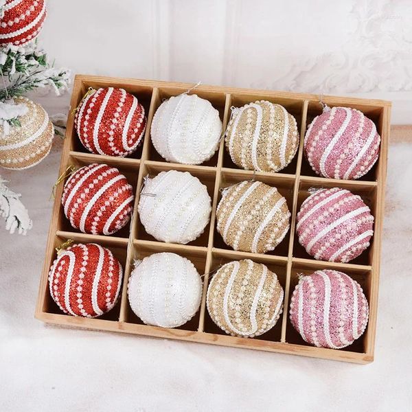 Decoración de fiesta 2/4 Uds 8CM bolas de Navidad con lentejuelas bola de brillo árbol de Navidad colgante de espuma adornos colgantes decoración de Navidad regalos de año