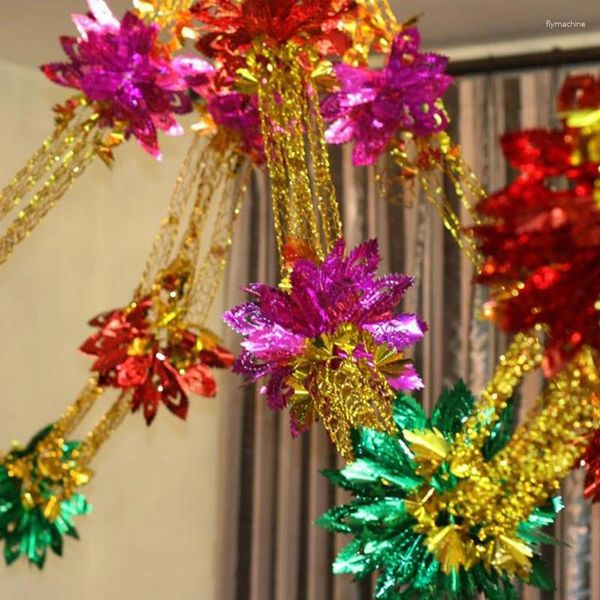 Décoration de fête 2 / 4pcs Christmas Metal Foil Garland plafond Plafant Ornements de décoration intérieure