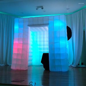 Party Decoratie 2.5m Wedding Tent met LED -lampen Lichten opblaasbare PO -stand achtergronden staan ​​geen machinaal cabine voor verkoop