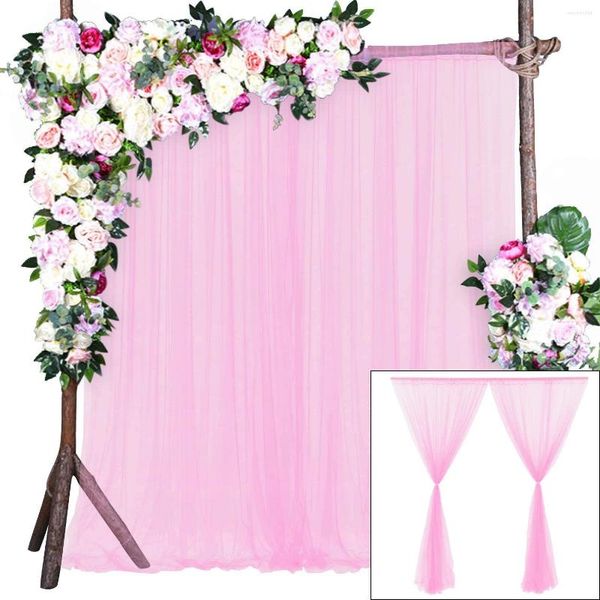 Décoration de fête 2 panneaux Tulle mariage arc drapé tissu 150X215CM toile de fond transparente rideaux pour anniversaire Po