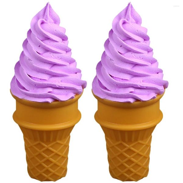 Decoración de fiesta 2 PCS Pastel falso Simulación Helado Niño Niños Camping Juguetes Cono PVC Suministro para niños