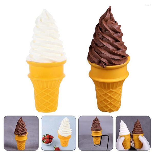 Décoration de fête 2 pièces cône de crème glacée modèle décor semblant jouer forme de nourriture jouets Simulation ensemble artificiel faux