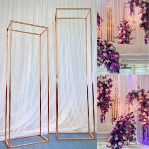 Décoration de fête 2 PCS Or Brillant Grand Grand Cadre Riser Flowe Arch Colonne Froral Lumière Suspendue Présentoir De Mariage Décors Props