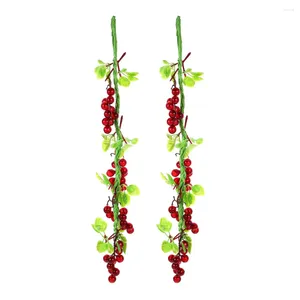 Décoration de fête 2 pcs simulées de la vigne décorative pendante pentoure de raisins faux jardin fruit jardin suspendu ornements en plastique mur