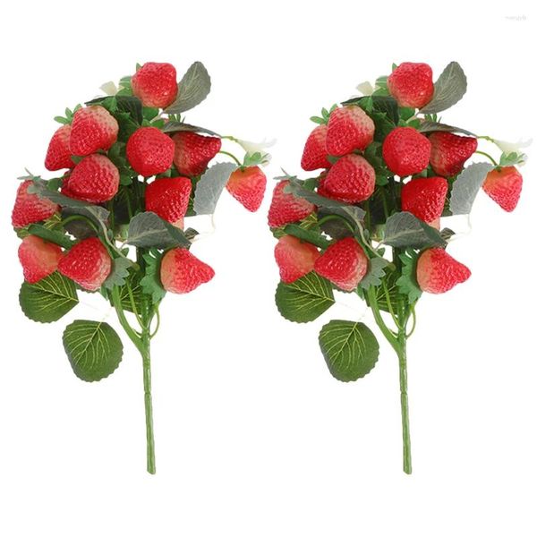 Party Decoration 2 PCS Simulation Bouquet de fraises Artificiel Wedding Fake Plant Decor Ornements PVC Small Fruit Office Fruits Fruits