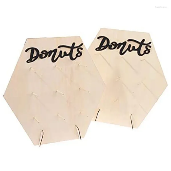 Décoration de fête 2 pièces support de beignet en bois présentoirs de beignets peuvent contenir 9 supports durables pour les vacances de mariage d'anniversaire