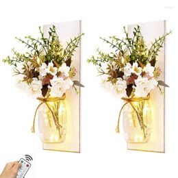 Party Decoration 2 Set Handmade Wall Mason Jar SCONCES Art Hanging Design met afstandsbediening LED Fairy Lights Home Decor Living Room Light