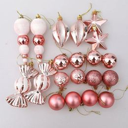 Décoration de fête 20/29pcs Noël boîte de forme spéciale cadeau série rose matériel exquis boule de Noël boules ornements suspendus décor