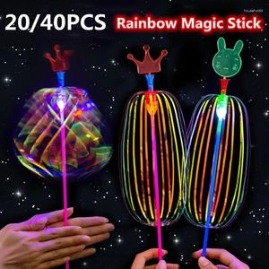 Feestdecoratie 20-40 STKS Regenboog Magische Stok Wand LED Bubble Bloem Kleurrijk Lichtgevend Speelgoed Knipperend Kind Verjaardag Bruiloft