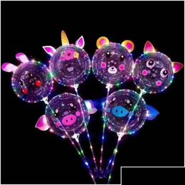 Feestdecoratie 20 inch lichtgevende Bobo-ballon Transparante LED-oplichtende ballonnen knipperend voor verjaardag Bruiloft Drop Delivery Home Ga Dhrmo