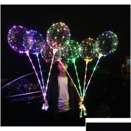 Décoration de fête 20 pouces Led Bobo Balloon avec 31.5Inch Stick String Light Noël Halloween Anniversaire Ballons Décor Drop Delive Otwih