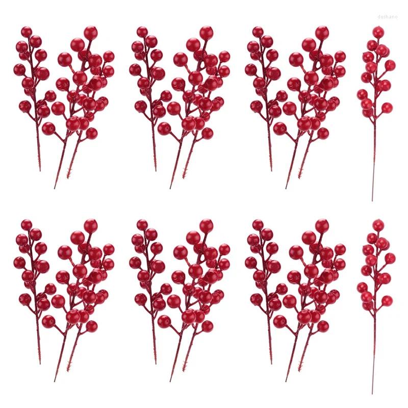 Party Decoration 20 Pack 8inch Artificial Christmas Red Berries Stammar för trädprydnader Diy Xmas Wreath Holiday and Home Decor