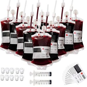 Décoration de fête 20 Pack Décorations d'Halloween Sac de sang pour boissons Récipients réutilisables Halloween/Vampire/Hôpital Thème Accessoires de fête Infirmière Faveurs 220915