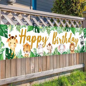 Feestdecoratie 200 40 cm Jungle Dierenthema Safari Gelukkige Verjaardag Babyshower Banner Achtergrond Kindergunst Aap Giraffe