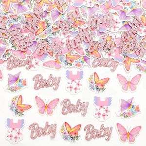 Décoration de fête 200pcs Confettis de baby shower papillon pour fille à double facette en papier dispersant de table décor