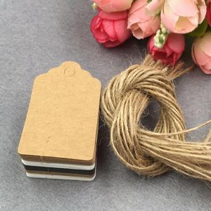 Party Decoration 200PCS/Lot Gift Tags 200 PCS String Diy Label Bagage Kraft/Wit/Black Paper Wedding Blank Hang Tag 5x3cm