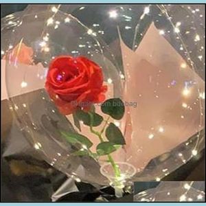 Party Decoratie 2021 Valentijnsdag LED Ballonnen Decoratie Lichten Lumineuze Bobo Ball Ballon Flashing Light Rose Bouquet Lover Gif Dhmtb