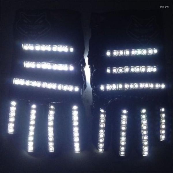 Decoración de fiesta, guantes luminosos de Color blanco con luz Led 2022 para Club de DJ, suministros para eventos de Navidad y Halloween