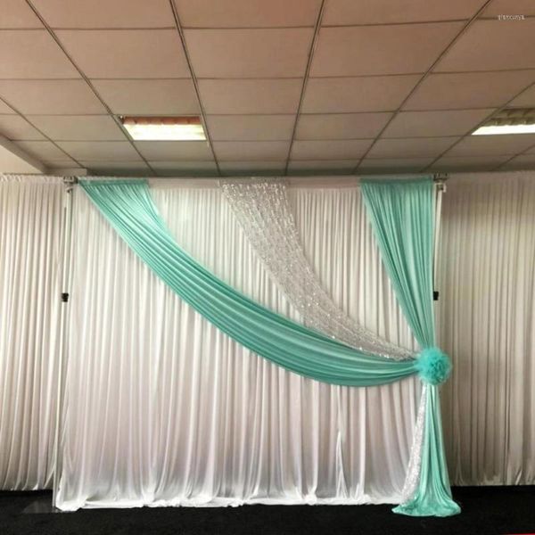 Decoración de fiesta 2023 llegada 3m Hx 3mW cortina blanca con agua verde plata lentejuelas cortina boda telón de fondo