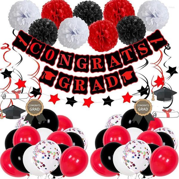 Suministros de globos de graduación de decoración de fiesta 2023 con pompones de papel de pancarta colgante
