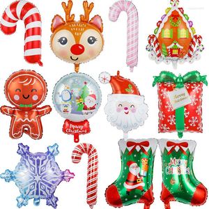 Décoration de fête 2023 Joyeux Noël Film en aluminium Balloons Candy Cane Box Gift Box Gingerbread Man Elk Head décor pour la maison