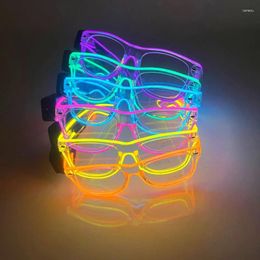 Décoration de fête 2023 Lunettes LED Glow sans fil Lumineux Transparent Clignotant Lunettes de soleil UV400 Néon Décoratif Fournitures de lumière vive