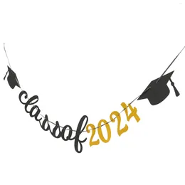 Décoration de fête 2024 Drapeau de remise de diplôme tirant des décorations murales suspendues Fond Bannière Classe de