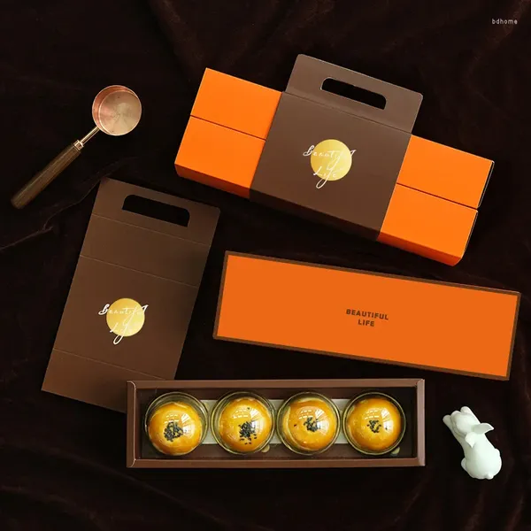 Décoration de fête 2024 Boîtes de bonbons en papier orange luxe Créatives créatives avec des caisses alimentaires