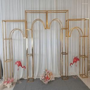 Party Decoratie 2024 Wedding Gold Golt scherm achtergrond frame Iron Art Heart Arch Indoor Scene rekwisieten en bloemenrekken