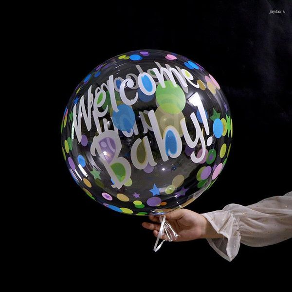 Décoration de fête Ballons BOBO transparents imprimés en couleur de 20 pouces avec lettre de feuille de papillon de fleur pour le décor de douche de bébé d'anniversaire de mariage