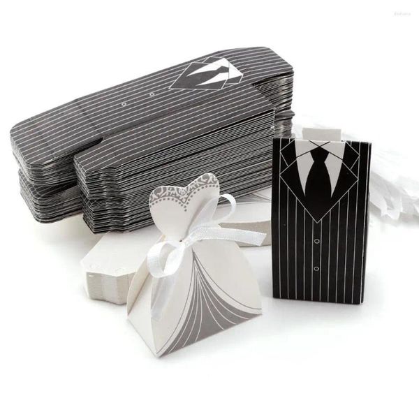 Décoration de fête 20pc mariée / marié Parperboard Mariage de mariage Box Box Sacs de bonbons Gift