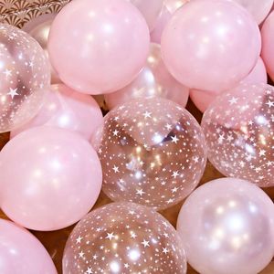 Feestdecoratie 20 stks 10 inch transparante ster roze latex ballon bruids bruid bruid prinses meisje verjaardag baby shower decoraties kinderen 16 18