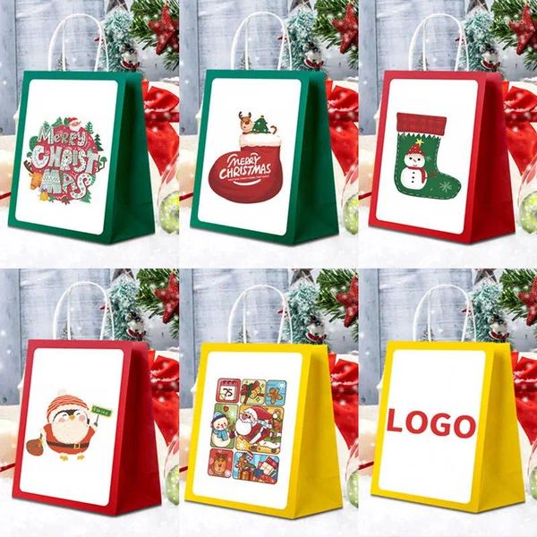 Décoration de fête 20pcs 2024 Sac cadeau de Noël Net Rouge Emballage Papier Spot En Gros