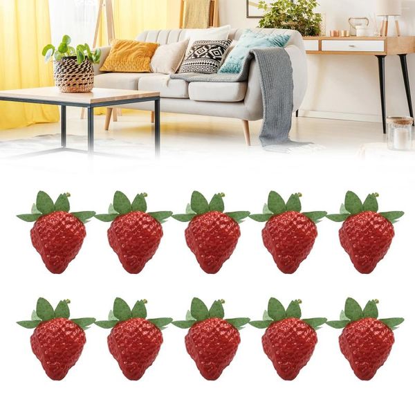Décoration de fête 20 pièces fraises artificielles faux fruits en plastique maison salon cuisine afficheur de bureau vitrine de magasin
