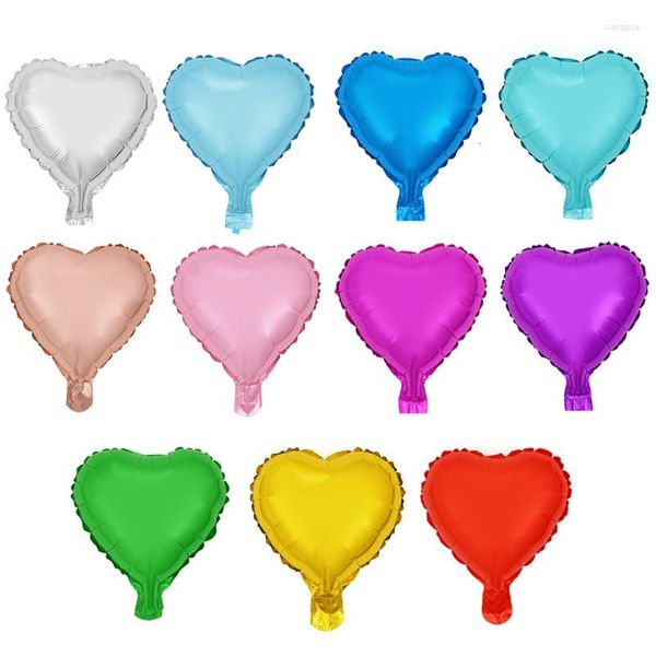 Décoration de fête 20 pièces grand coeur multicolore couleur 10 pouces ballons gonflables en aluminium pour fournitures de mariage