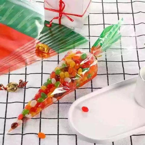 Décoration de fête 20pcs Pâques Carrot Candy Sac cadeau Cone-cadeau en plastique Sacs de bricolage