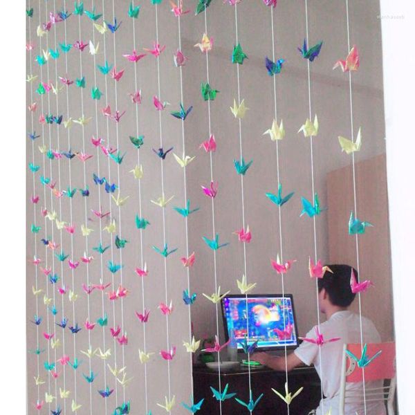 Décoration de fête 20 pièces paillettes colorées origami papier grues guirlandes rideau oiseaux pliés pour la saint valentin mariage bébé douche