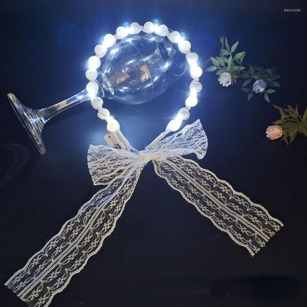Décoration de fête 20pcs enfants filles femmes LED lumière clignotante voile perles perles bandeau bande de cheveux vacances anniversaire mariage cosplay