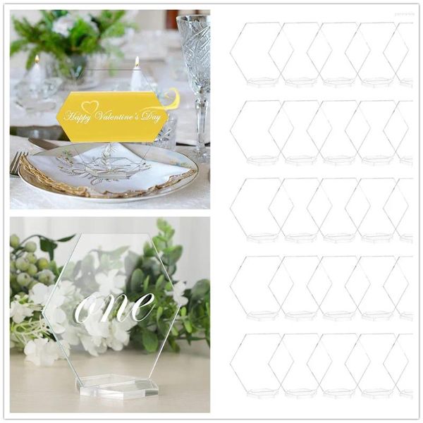 Decoración de la fiesta 20pcs/kit transparente acrílico hexagon tarjetas de lugar en blanco soporte 11 cm/4.5in de la tabla letrero nombre del soporte número de etiqueta decoración de la boda banquete