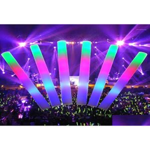 Décoration de fête 20pcs LED Colorf mousse éponge Glowsticks Glow Sticks Concert Anniversaire Club Cheer Fournitures Light Stick3104944 Drop de Dhfvn