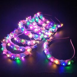 Décoration de fête 20pcs LED lumière lumineuse lumineuse couronne de fleurs bandeau enfants adultes filles mariage mariée fantaisie robe headwear274u