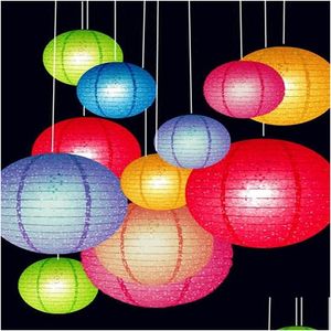 Décoration de fête 20pcs / lot 8 pouces rond décor à la maison japonais papier lanterne boule de mariage anniversaire suspendu centres de table drop d homefavor DHB5E