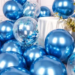 Decoración de fiesta 20 piezas de metal cromado globos azules conjunto de confeti oro plata cumpleaños decoraciones de boda decoración de graduación globos de helio