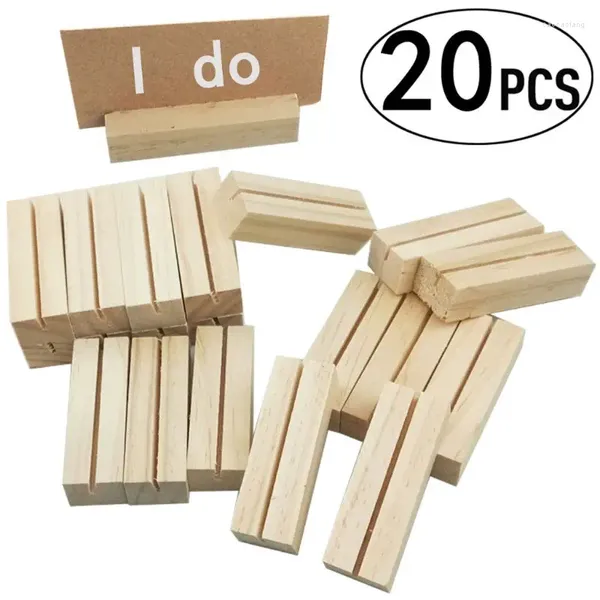 Decoración de fiesta 20 piezas Nombre de madera Natural Clips para notas Po titular abrazadera soporte para tarjetas de visita organizador de mensajes de escritorio al por mayor